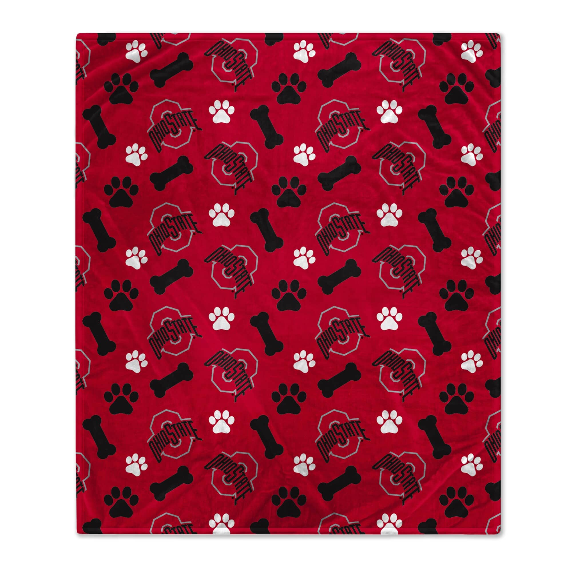Pegasus - Ohio State Buckeyes 40" x 50" Lightweight Bones Flannel Fleece Pet Blanket - Red