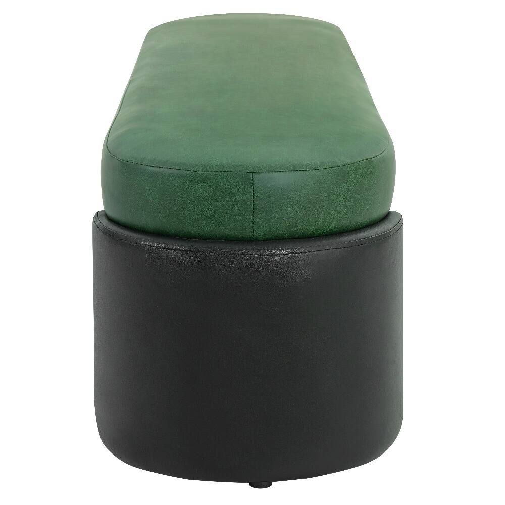 Alt View 4. Ropilly - Ropilly Green PU Dining Bench Two-Tone Upholstered Modern Accent Bench 62 Inch - Green & Black.