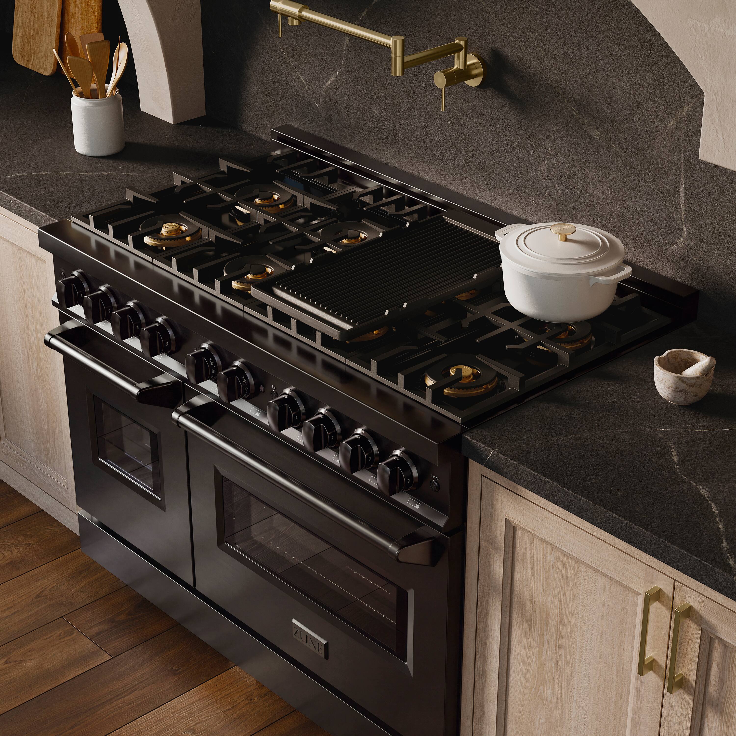 Alt View 6. ZLINE - 48 in. 6.7 cu. ft. Classic Freestanding Dual Fuel Range with 8 DuoPro Burners and Dual Ovens in Black Stainless Steel - Black Stainless Steel.