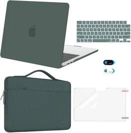 mosiso - 5in1 Kit for MacBook Air 13-Inch M5 M4 M3 M2 2022-2026, Hard Shell&Sleeve Bag&Keyboard Skin&Webcam Cover&Screen Film - Emerald Green