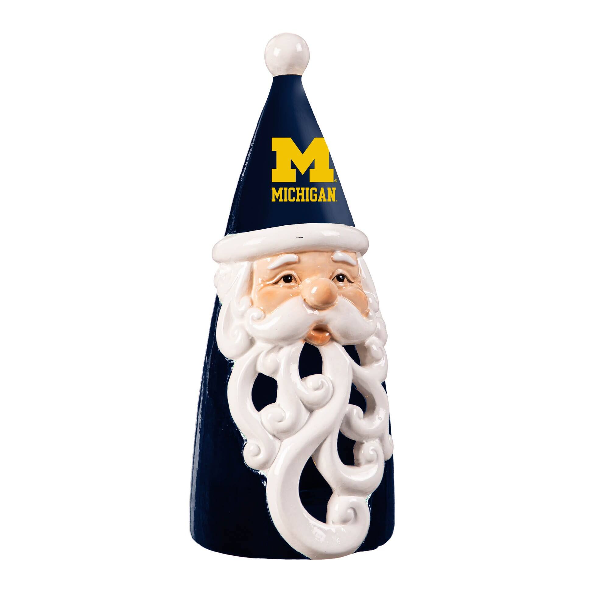 Front. Evergreen Enterprises - Michigan Wolverines 8" LED Santa Statue - Blue.