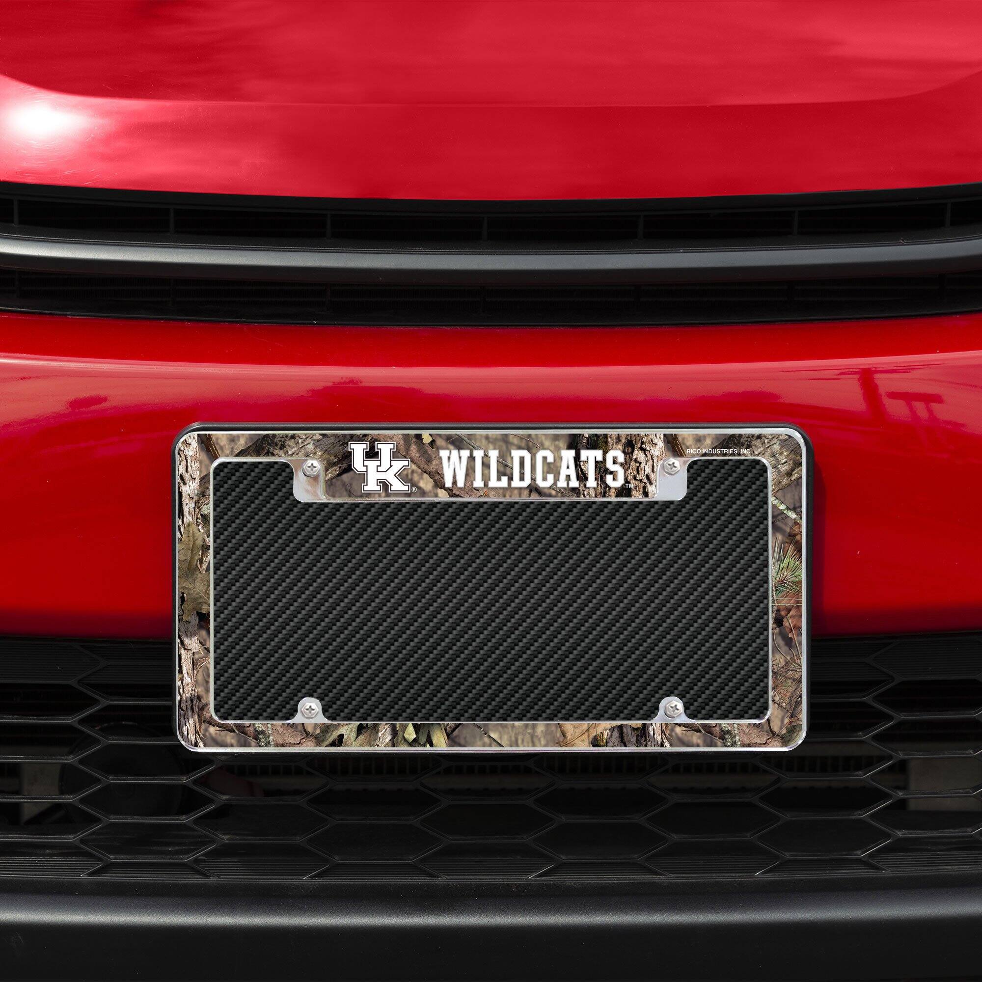Alt View 1. Rico Industries - Kentucky Wildcats Chrome Metal License Plate Frame with Bold Mossy Oak Camouflaged Camo Design - Multi.