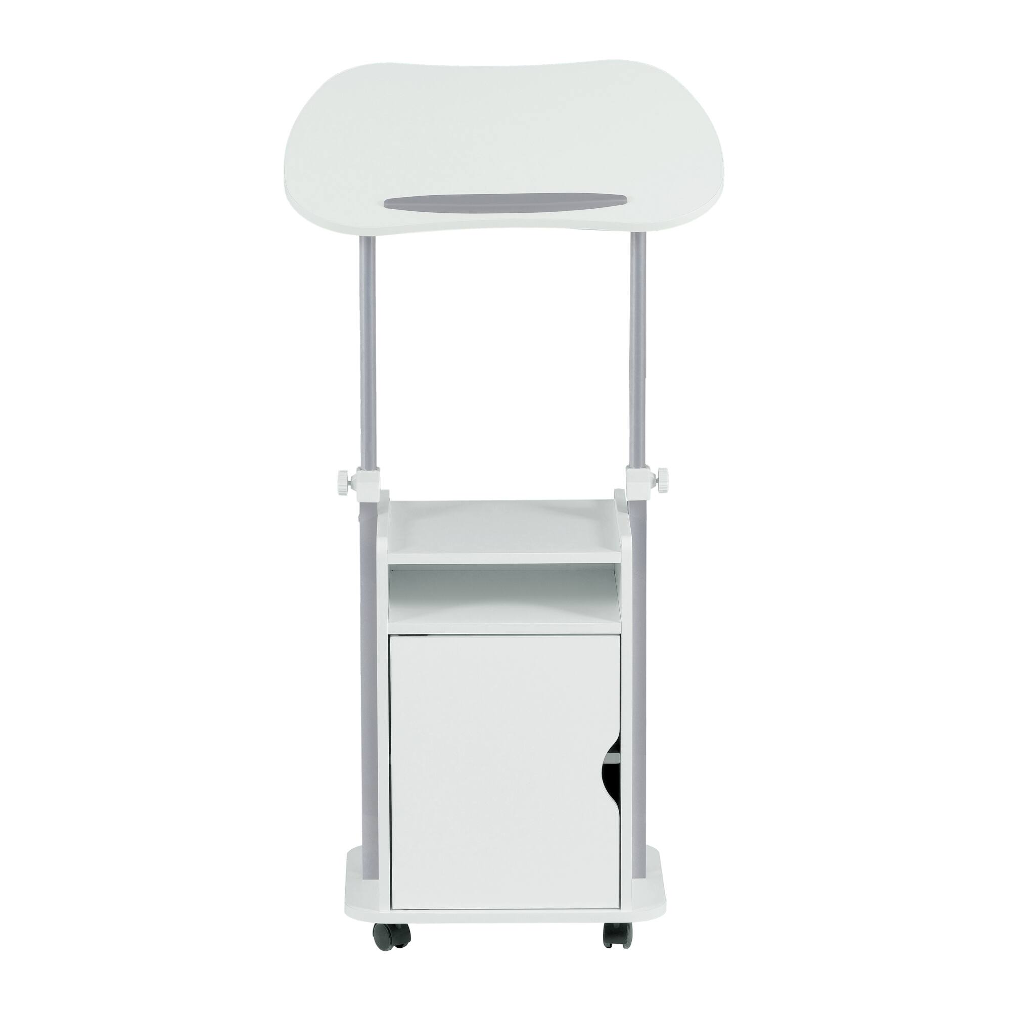 Alt View 6. GOODSILO - Adjustable Sit-to-Stand Rolling Laptop Cart with Concealed Storage and Mobile Workstation Design - White.