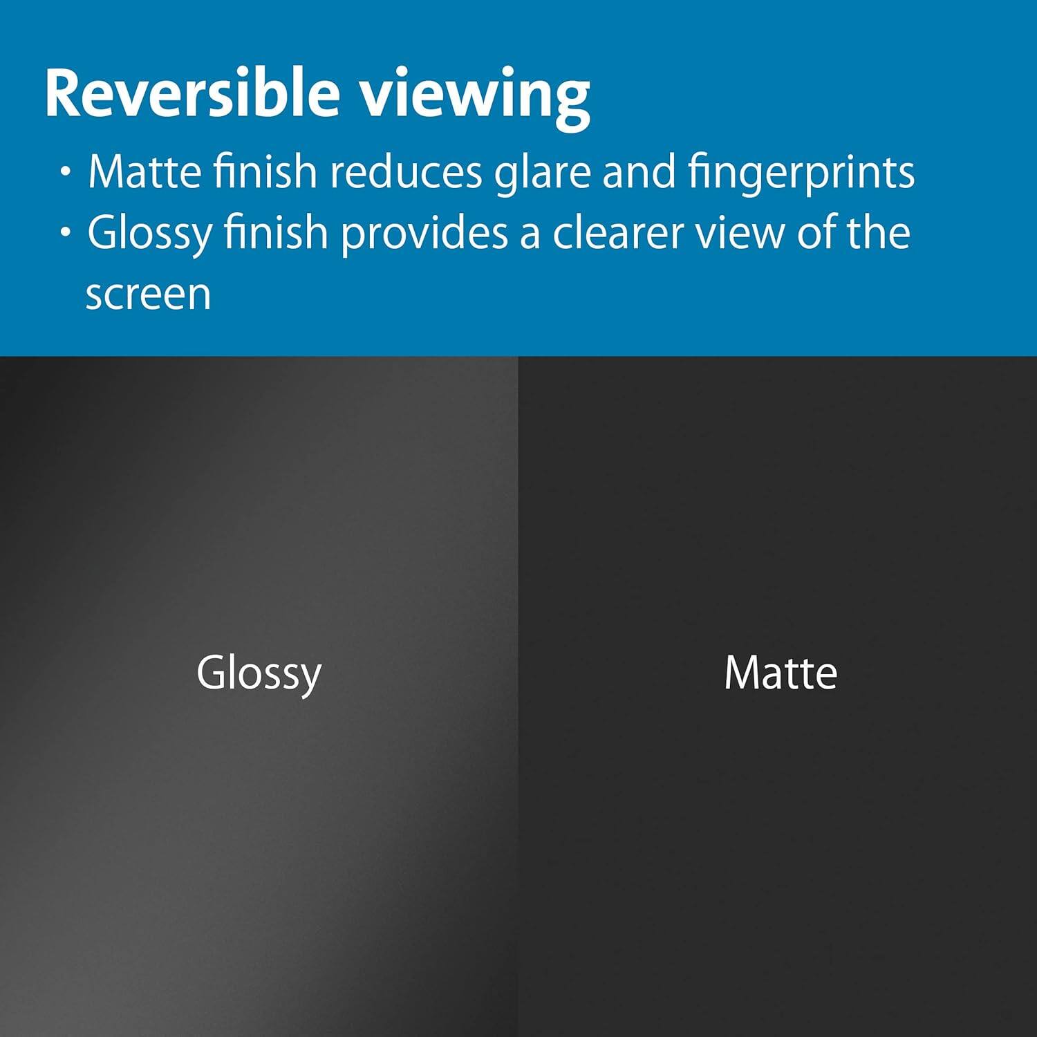 Reversible viewing

- Matte finish reduces glare and fingerprints
- Glossy finish provides a clearer view of the screen

Glossy
Matte