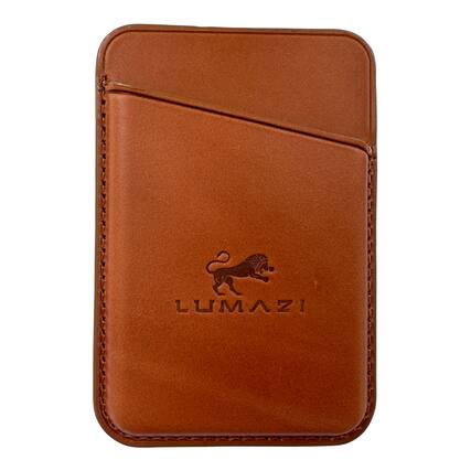 Front. LUMAZI - Full Grain Leather MagSafe Wallet - Sienna.