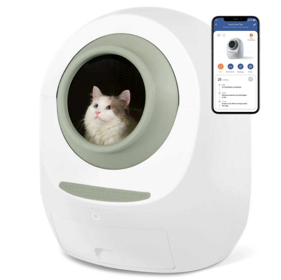 Casa Leo - Leo’s Loo Too Self-Cleaning Cat Litter Box Wi-Fi App Control UV Odor Defense Health Monitoring - Green