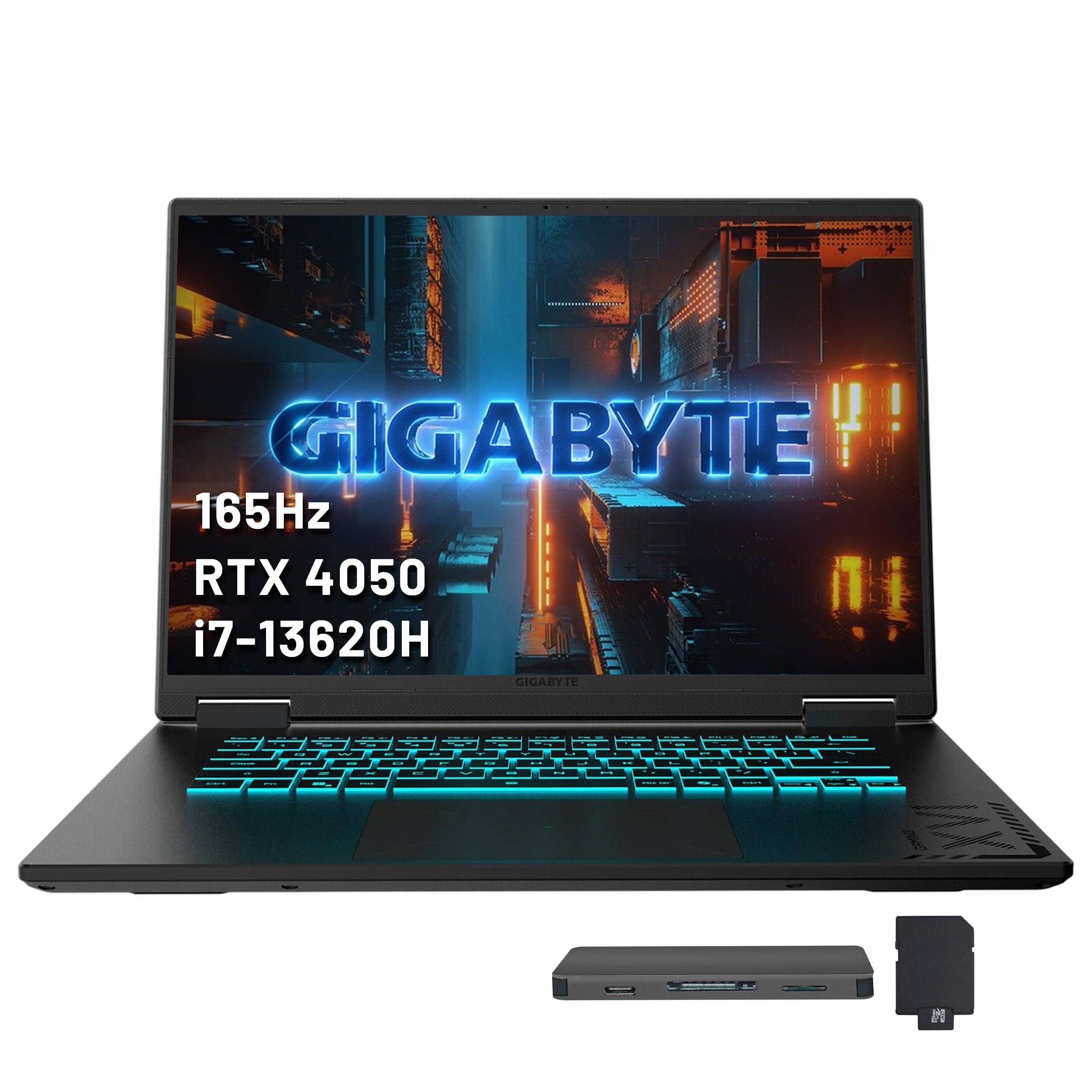 GIGABYTE - A16 16" WUXGA GAMING Laptop,Intel Core i7-13620H,RTX 4050,16GB RAM,512GB SSD+160GB Docking Station,Win 11 - Black