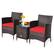 Left. Costway - Outdoor 3 PCS PE Rattan Wicker Furniture Sets Chairs Coffee Table Garden - Red.