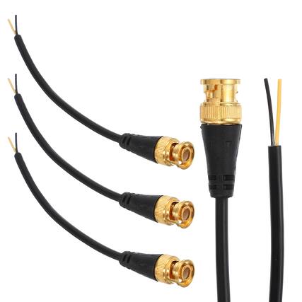 Front. Unique Bargains - BNC Pigtail 0.6FT Coaxial Extension Cable Male to Bare End for DVR CCTV Security System Monitor Video (3pcs) - Black.