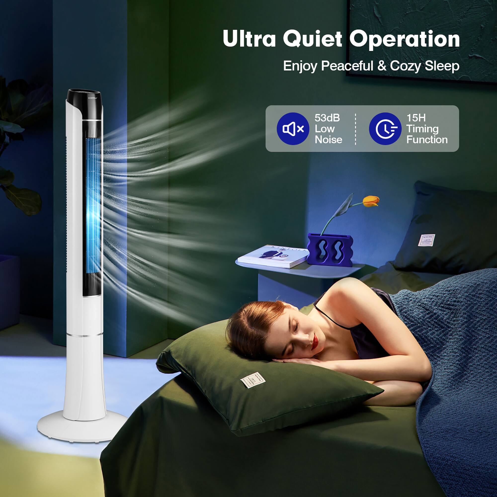 Ultra Quiet Operation: Enjoy Peaceful & Cozy Sleep. 8 x 53dB Low Noise. 15H Timing Function. 0.