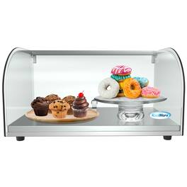 Koolmore - 22 in. Countertop Bakery Display Case with Front Curved Glass and Rear Door, 0.9 cu. ft. DC-1C - Silver