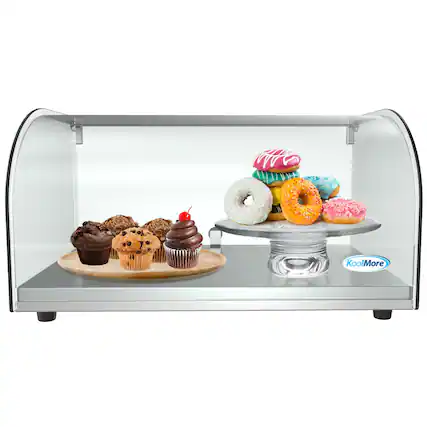 Front. Koolmore - 22 in. Countertop Bakery Display Case with Front Curved Glass and Rear Door, 0.9 cu. ft. DC-1C - Silver.