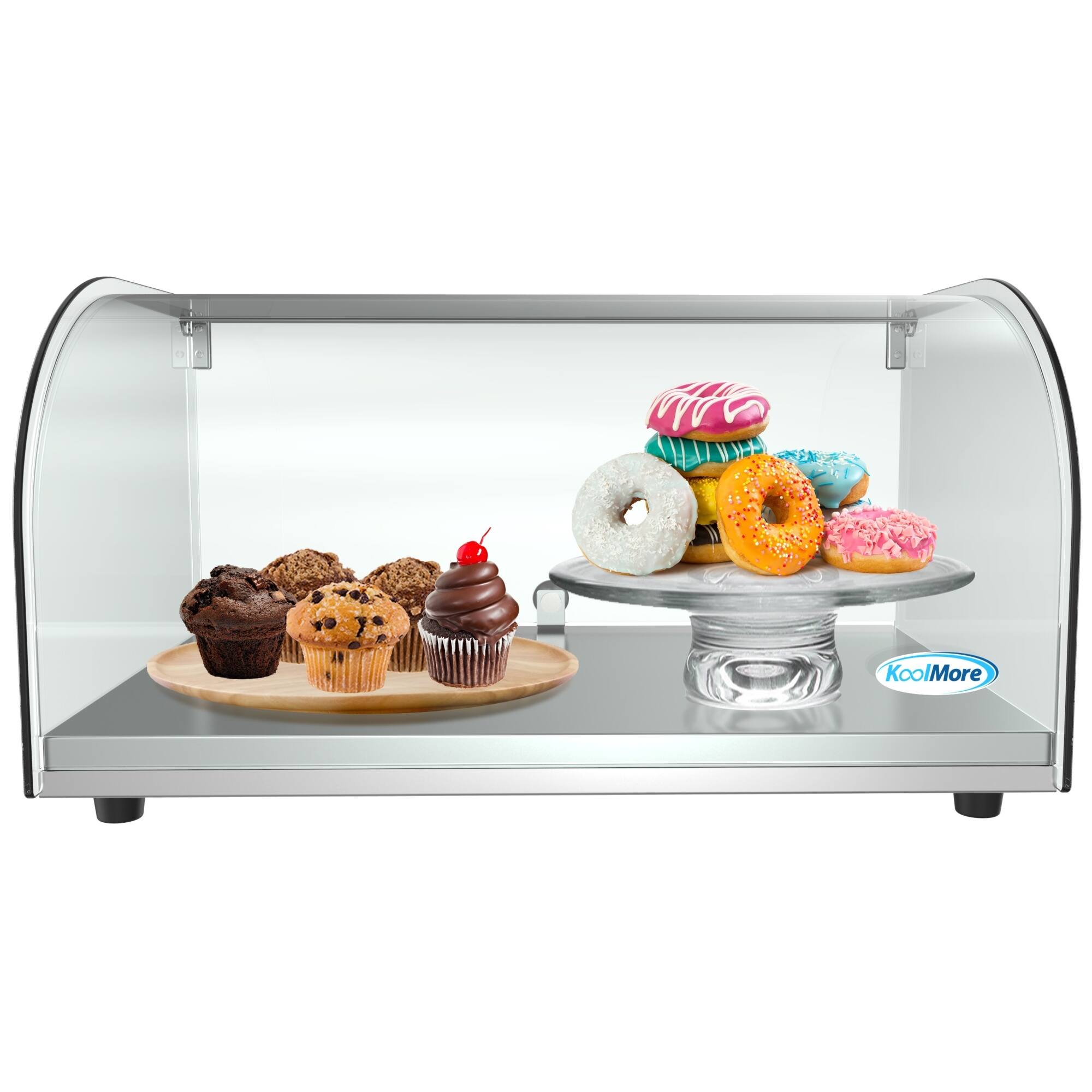 Front. Koolmore - 22 in. Countertop Bakery Display Case with Front Curved Glass and Rear Door, 0.9 cu. ft. DC-1C - Silver.