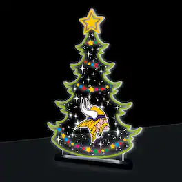 Evergreen Enterprises - Minnesota Vikings 10" LED Tabletop Christmas Tree Desklite Sign - Green