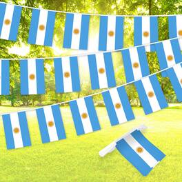G128 - Argentina Bunting Banner 33 ft String with 38 Mini Flags Polyester - Assorted Colors