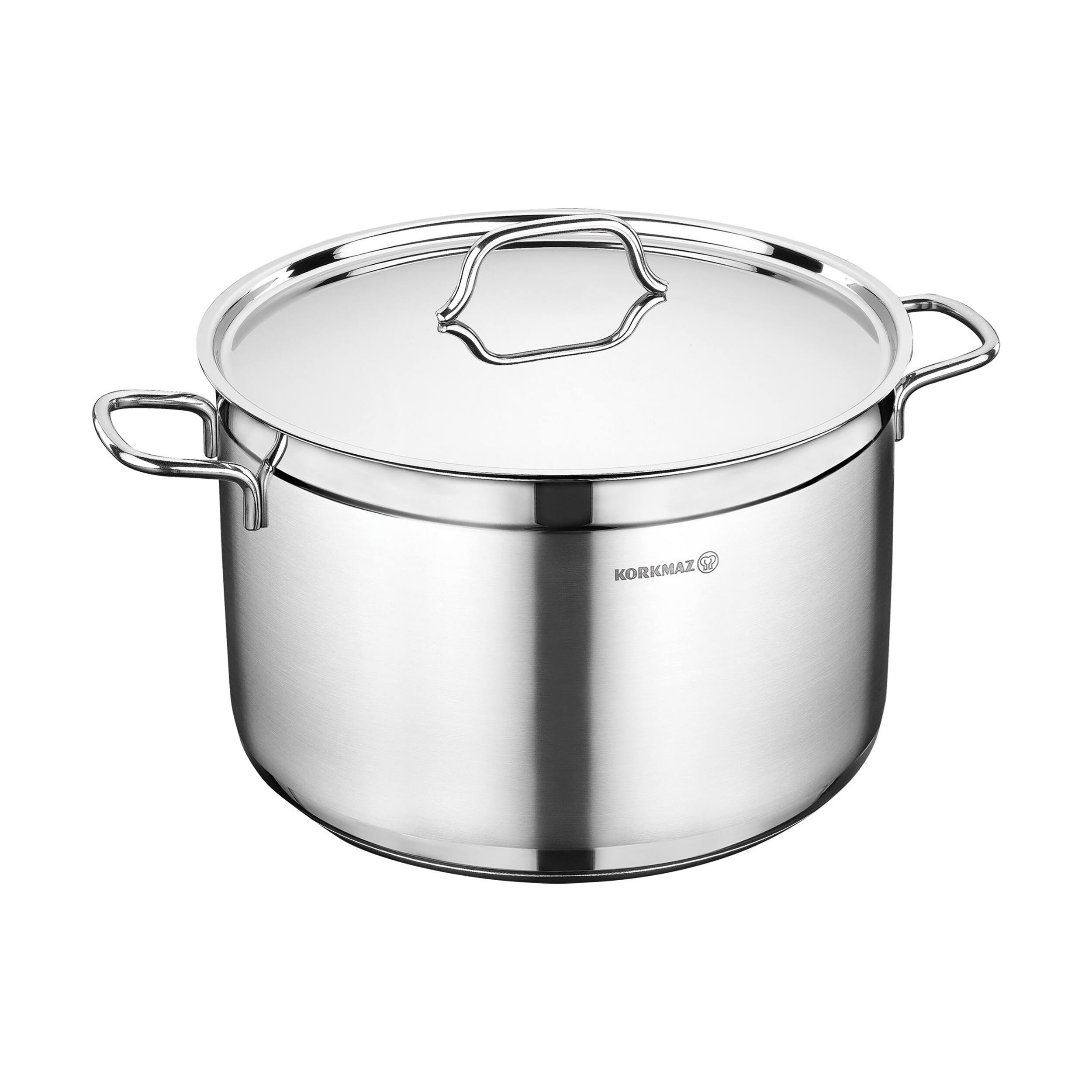 Front. Korkmaz - Korkmaz Alfa 2 Piece 8.5 Liter Stainless Steel Casserole Dish with Lid - Silver.