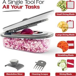 PARKER SLATER - Kitchen tool combines a mandoline slicer and vegetable cutter to cut vegetables - Pink