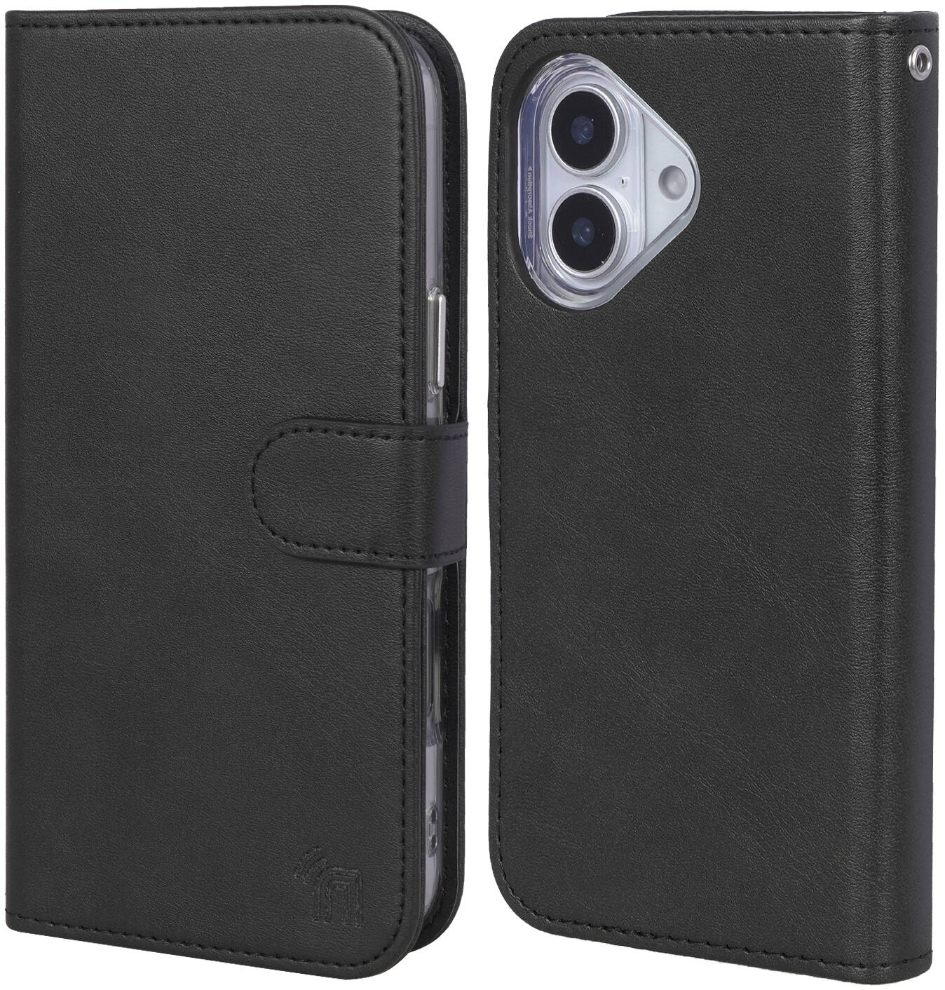 Alt View 4. Nakedcellphone - Magnetic Combo for iPhone 17 - Clear Case and Black Leather Wallet with Strap (Compatible with MagSafe) - Black.