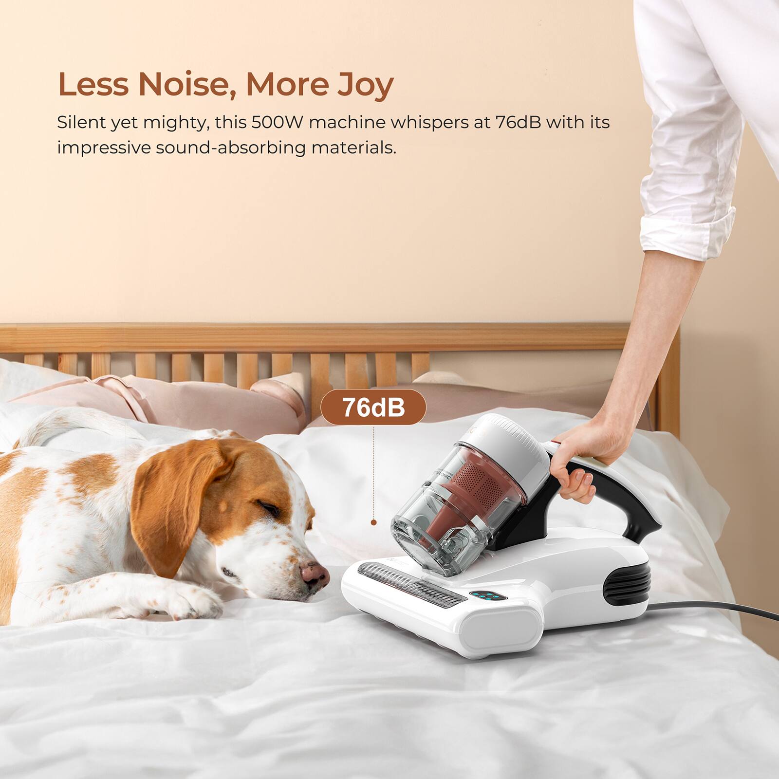 Less Noise, More Joy Silent yet mighty, this 76dB machine whispers at 76dB with its impressive sound-absorbing materials.