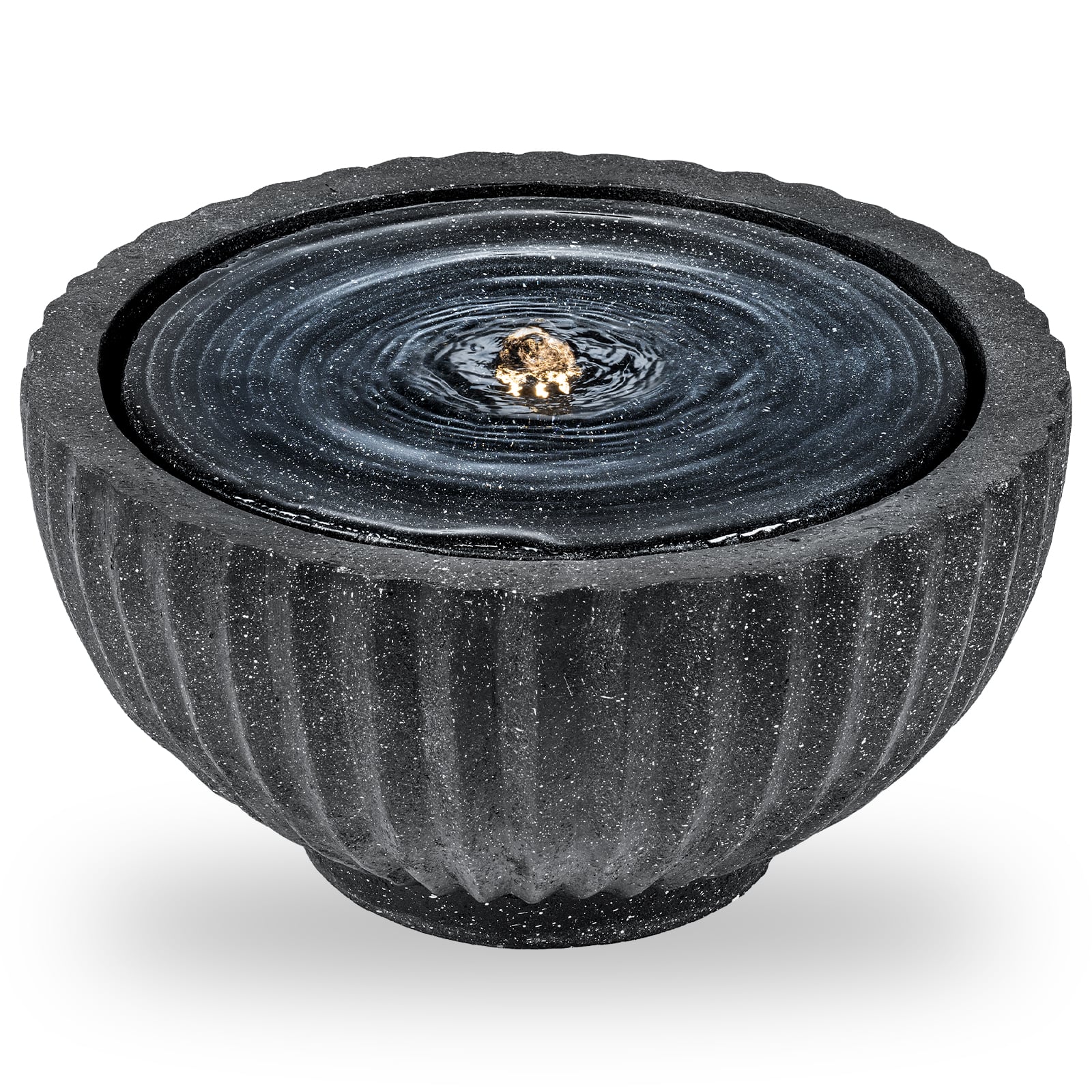 Costway - 18" Outdoor Round Sphere Water Fountain with LED Lights & Pump for Garden Patio - Gray