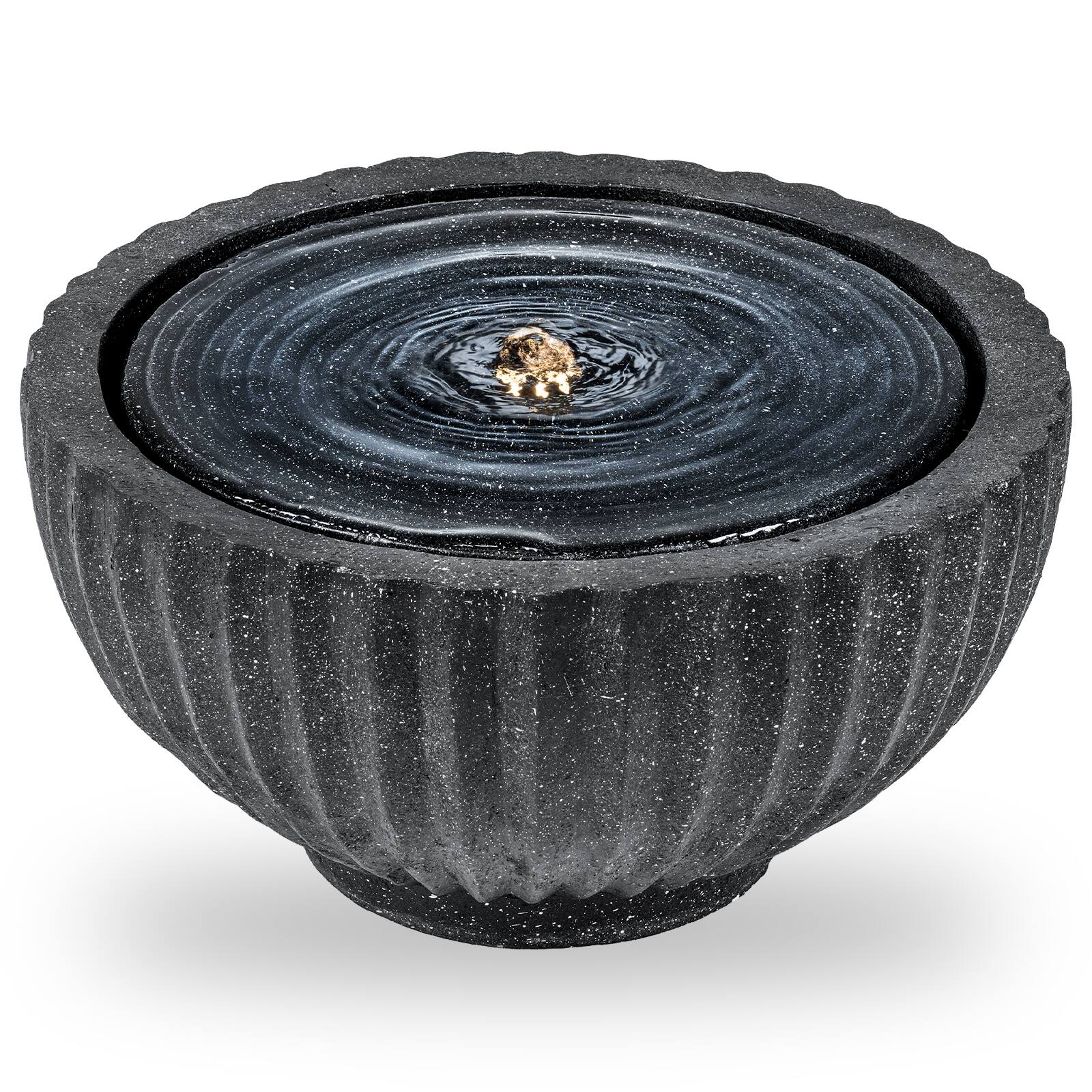 Costway - 18" Outdoor Round Sphere Water Fountain with LED Lights & Pump for Garden Patio - Gray