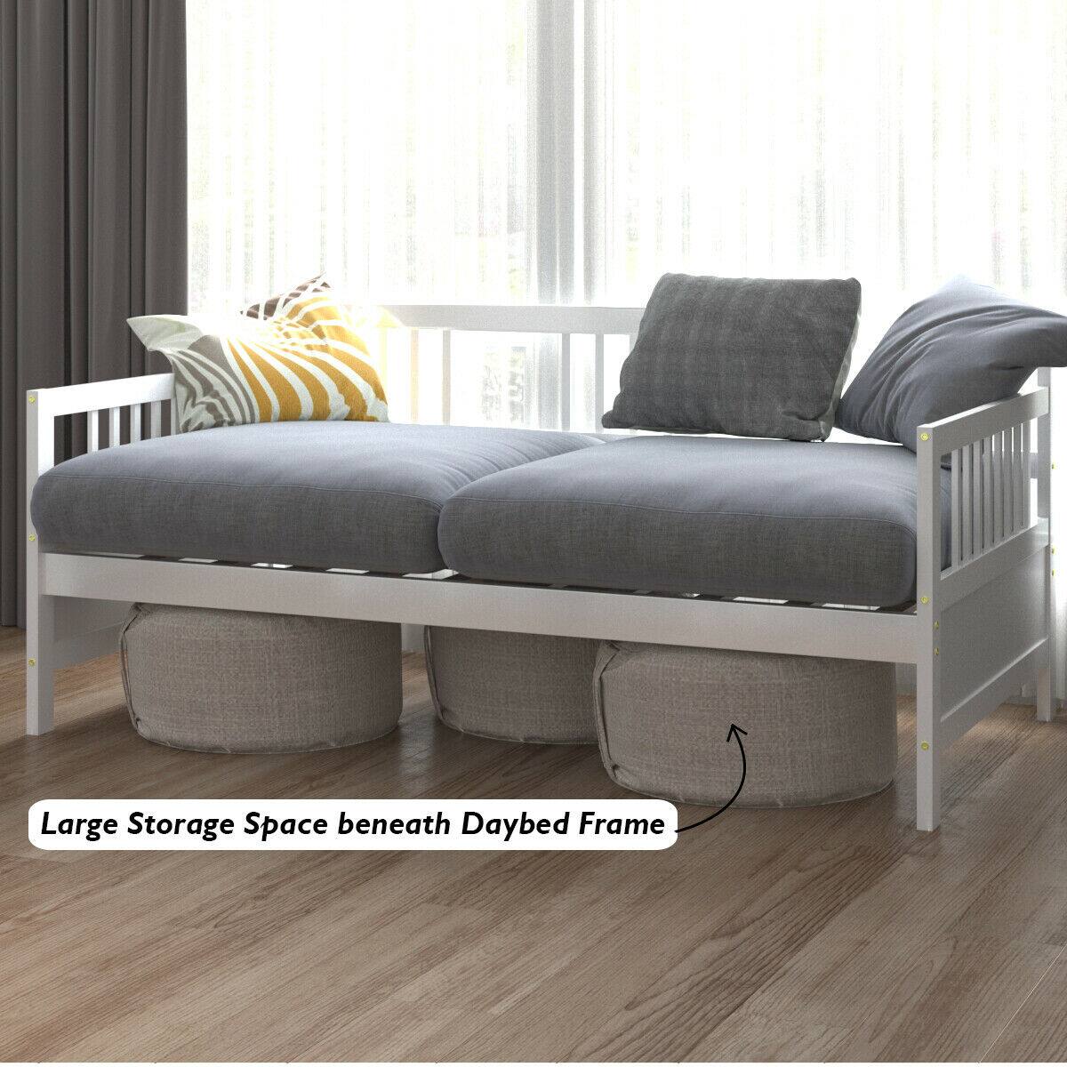 Large storage space beneath daybed frame.