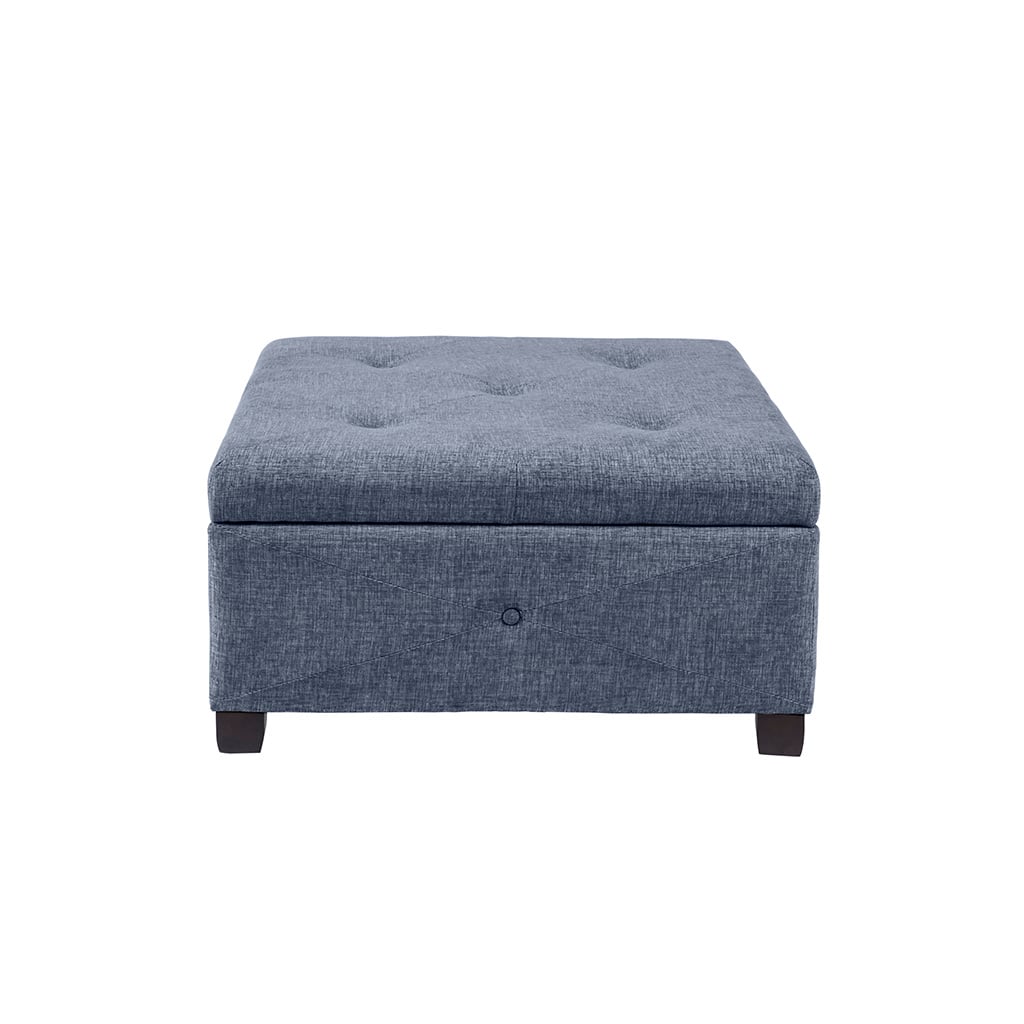 Gracie Mills - Rylie Button-Tufted Square Storage Ottoman - Blue
