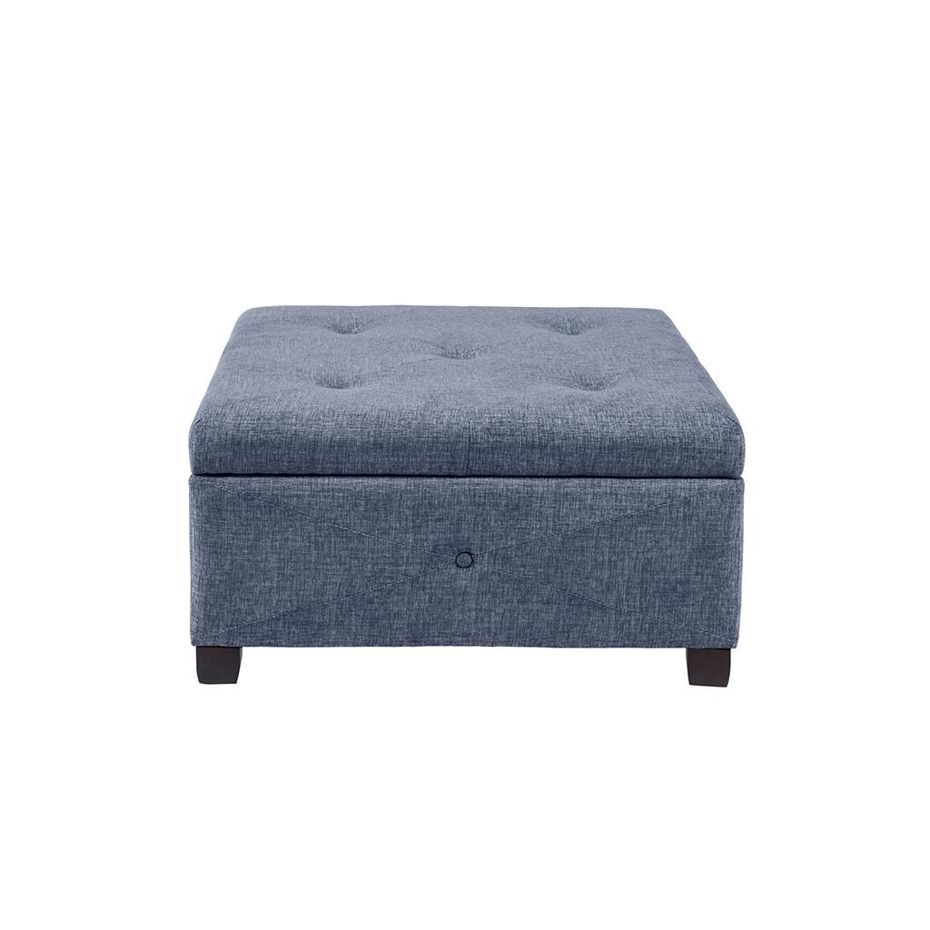 Front. Gracie Mills - Gracie Mills Rylie Button-Tufted Square Storage Ottoman - Blue.