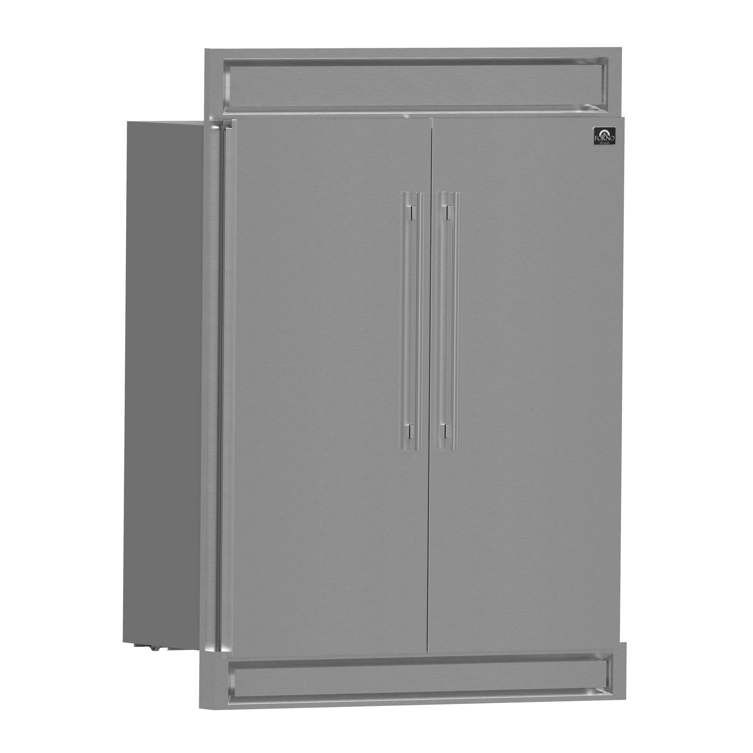 Angle. Forno Appliances - Maderno 27.2 Cu. Ft. Built-In Side-by-Side Convertible Refrigerator/Freezer with Decorative Grill - Stainless Steel.