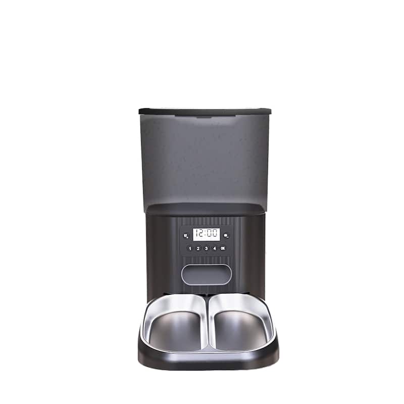 Cluzine - Automatic Pet Feeder & Double Bowl for Cats & Dogs, 4.5L Large Capacity Multi-Pet Feeding Station - Black