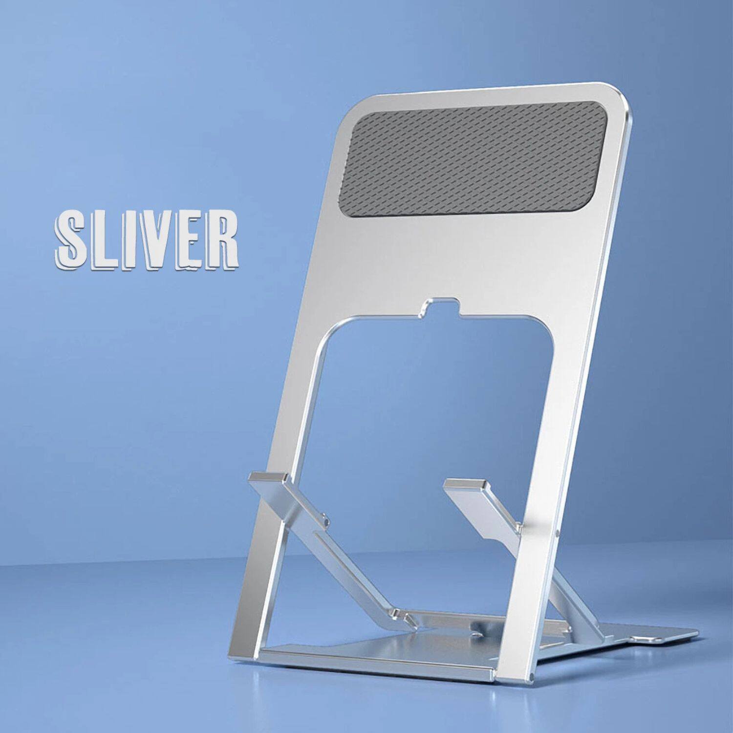 Back. Stock Preferred - Universal Foldable Phone Holder 2-Pack – Multi-Angle Desk Stand - Silver.