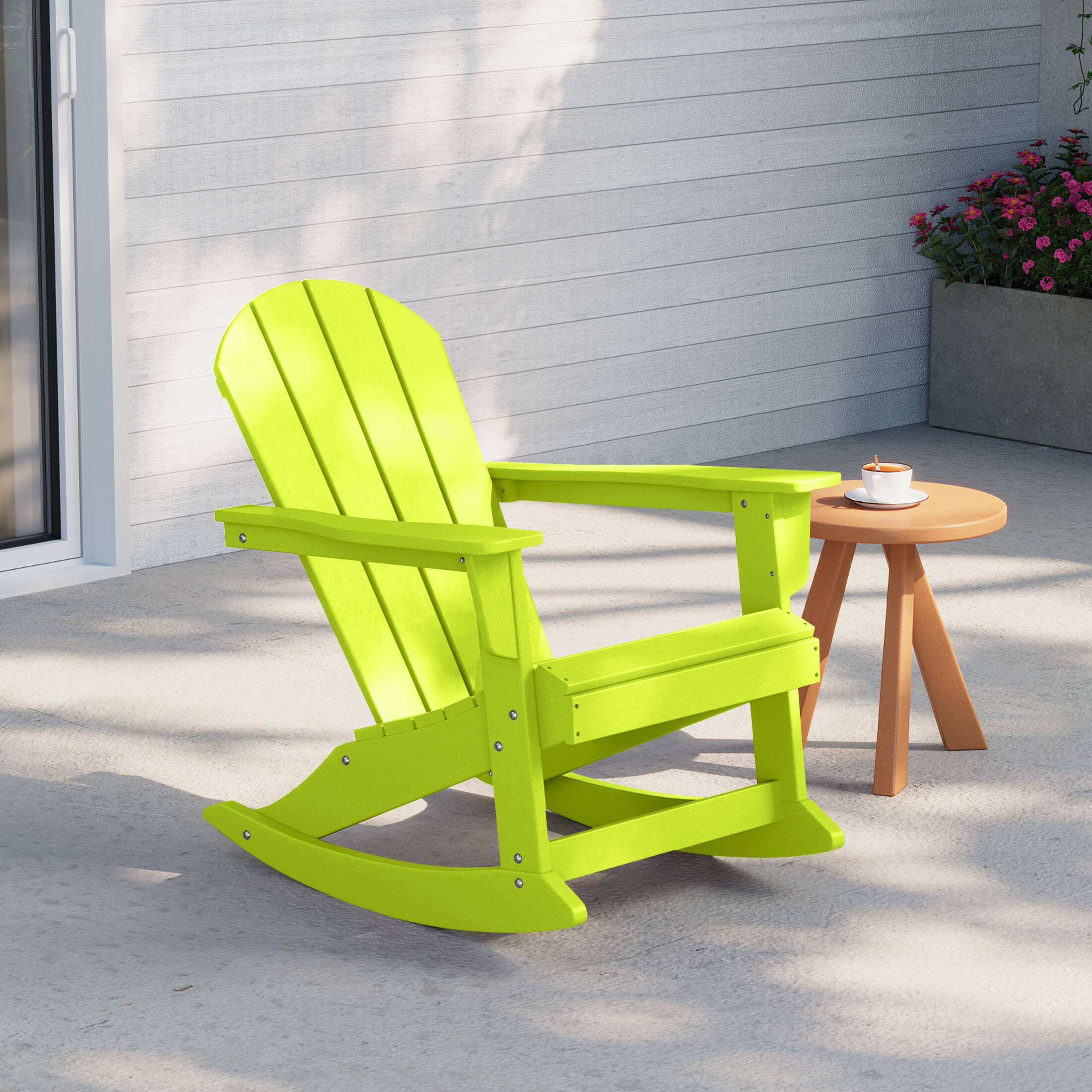 Angle. WestinTrends - WestinTrends Malibu Outdoor / Patio Poly Adirondack rocking chair - Lime.