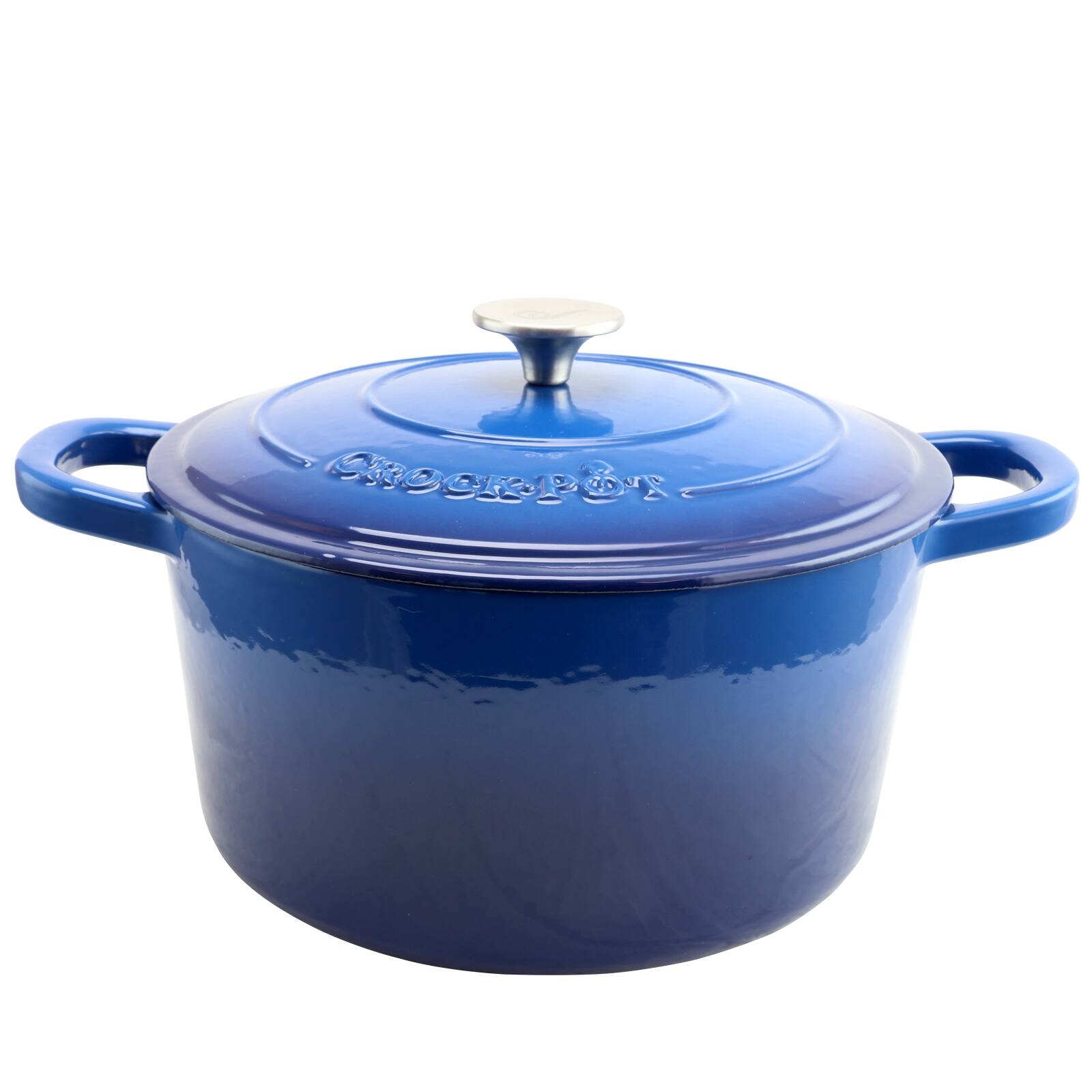 Alt View 3. Crockpot - Crock Pot Artisan 7 Quart Round Cast Iron Dutch Oven in Sapphire Blue - Sapphire Blue.