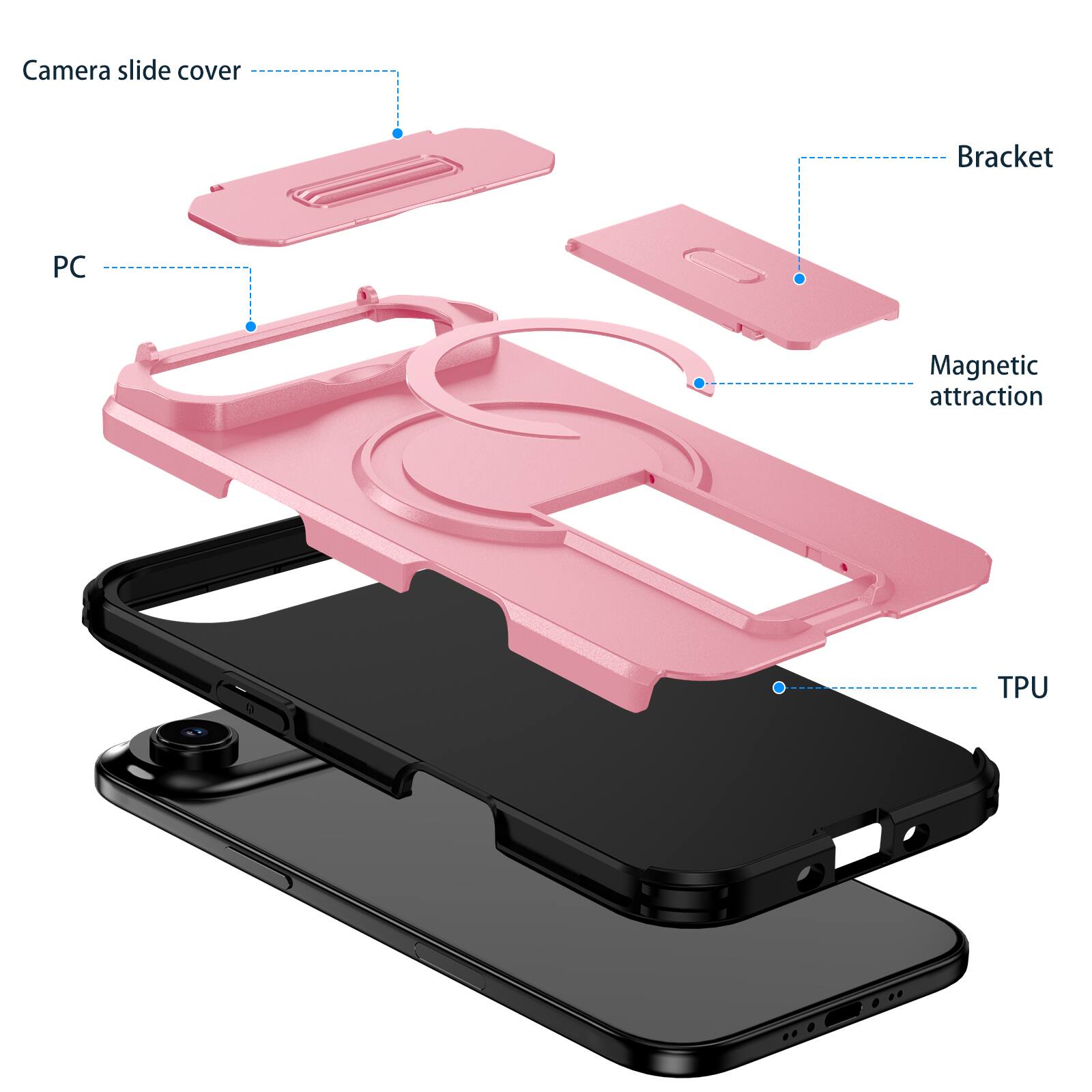 Camera slide cover  
Bracket  
PC  
Magnetic attraction  
TPU