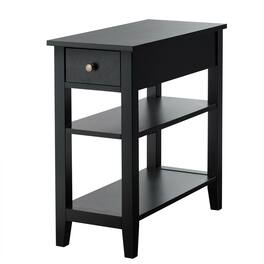 Ecooso - 3-Tier End Table with Drawer Slideway and Double Storage Shelves - Black