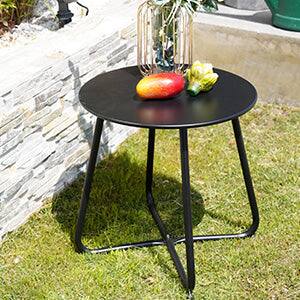 Alt View 1. Boyel Living - Round Metal Outdoor Side Table with Zinc-Coated Tabletop and Weather-Resistant Black Finish - Black.