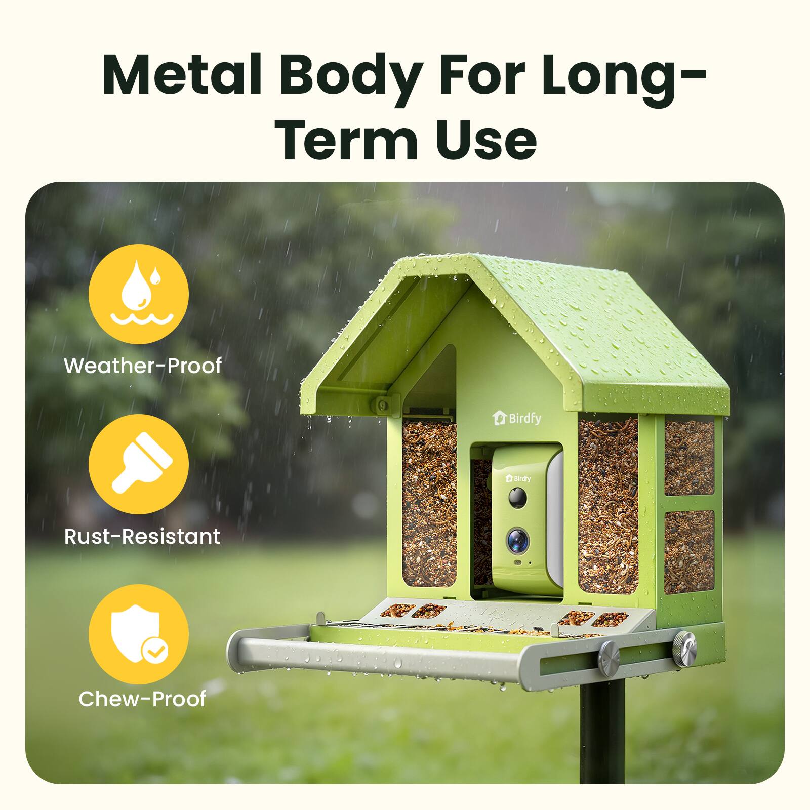 Metal Body For Long-Term Use  
Weather-Proof  
Rust-Resistant  
Chew-Proof