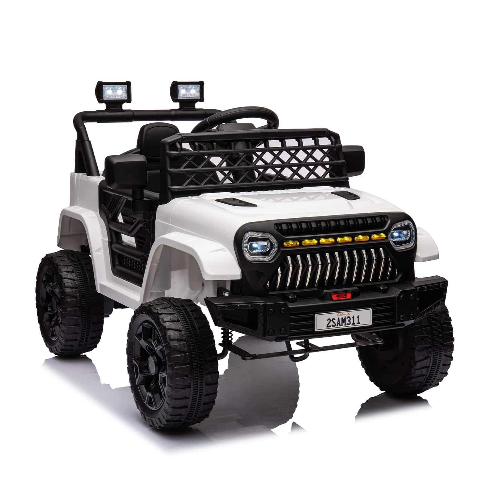 GARVEE - 12V Kids Ride-On Truck with Remote Control, 4-Wheel Suspension, LED Lights, Music, and Battery Display.