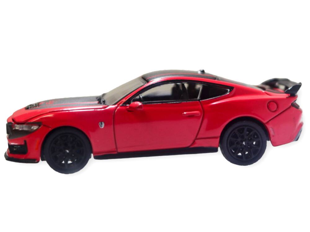 Angle. Greenlight - 2024 Ford Mustang Dark Horse "Indiana" Red/Black Hood & Top "2025 Greenlight Waltersons Collector's Expo Exclusive" 1/64 - Red/Black.