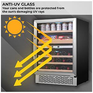 ANTI-UV GLASS  
Your cans and bottles are protected from the sun's damaging UV rays