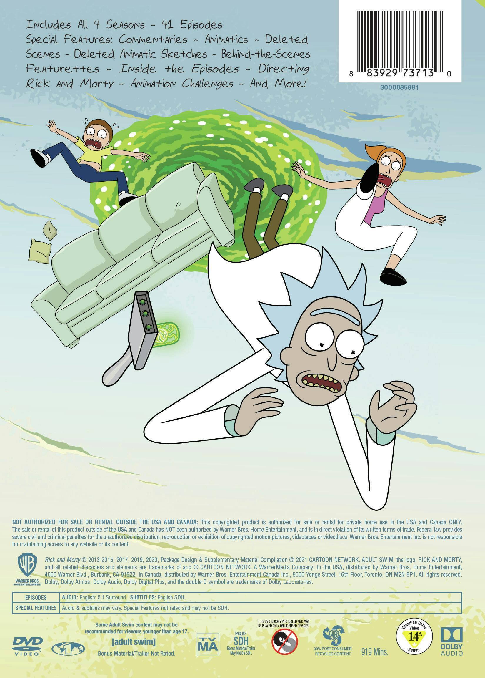 Back. Rick and Morty: Season 1-4 (Box Set) [DVD].