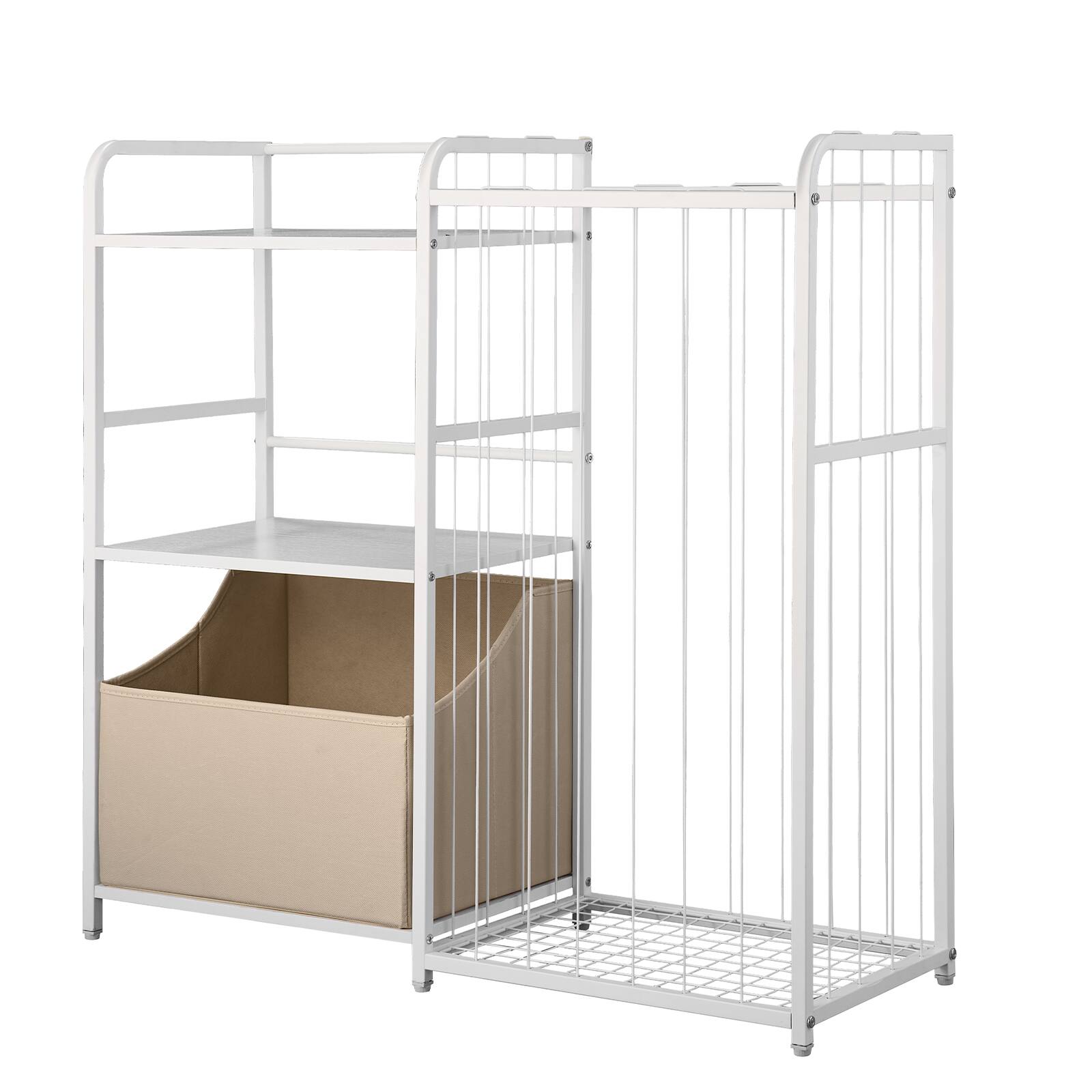 Alt View 5. VEVOR - Kids Bookshelf and Toy Organizer, 2-Tier Storage Shelf with Fabric Bin, Ideal for Books, Toys, and More in Kids' Rooms - White.