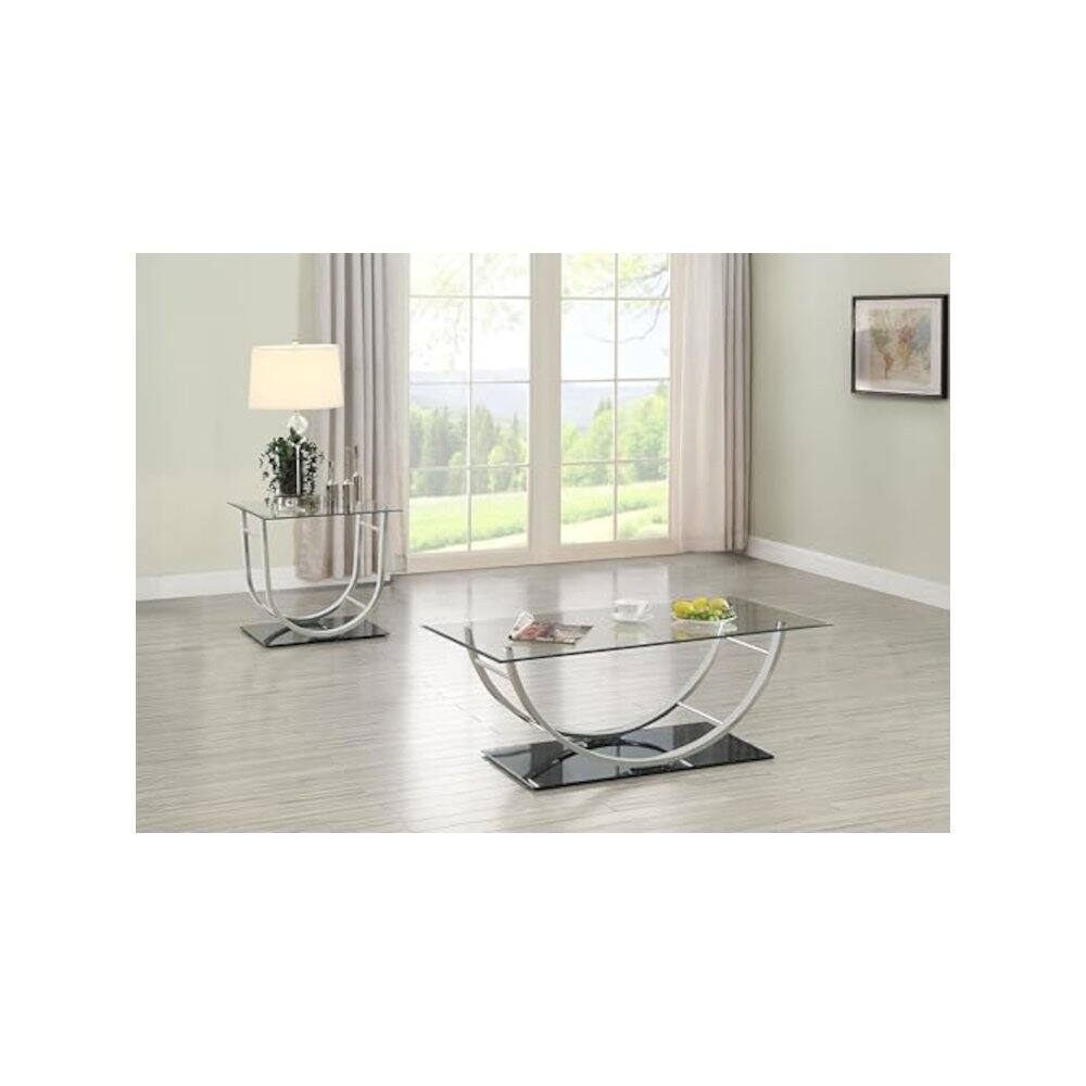 Alt View 1. Coaster Co. of America - Danville 2-piece Glass Top Coffee and End Table Set Chrome - Silver.