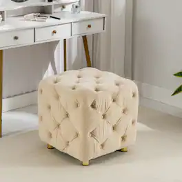 GOODSILO - Modern Velvet Upholstered Ottoman with Storage, Versatile Foot Stool and End Table for Living Room and Bedroom - Beige