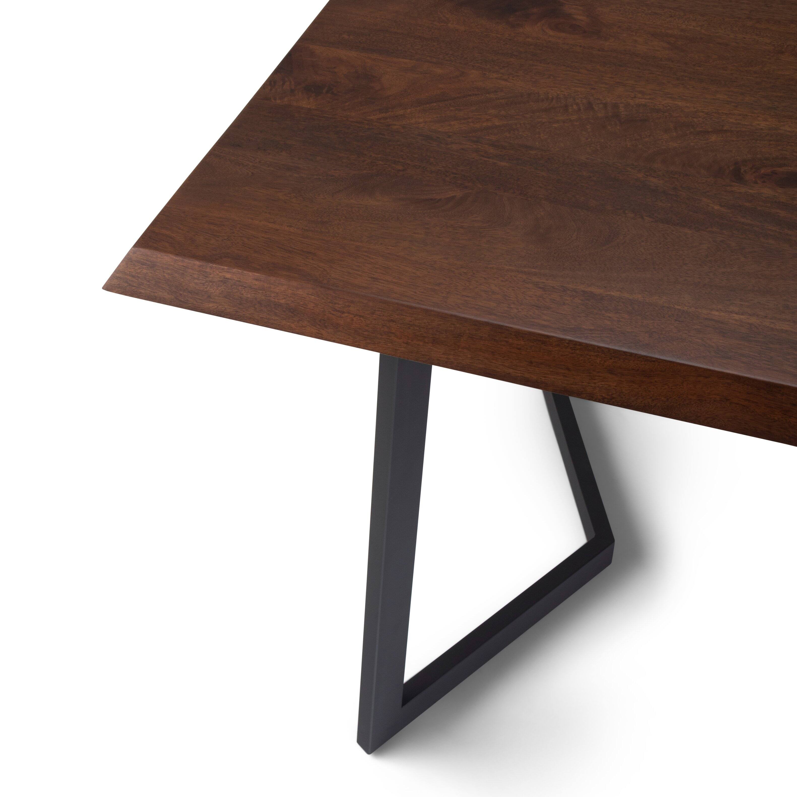 Alt View 4. Simpli Home - Watkins MANGO WOOD & Metal 72" x 36" Rectangle Modern Industrial Dining Table with Inverted Metal Base in Dark Brown - Dark Brown.