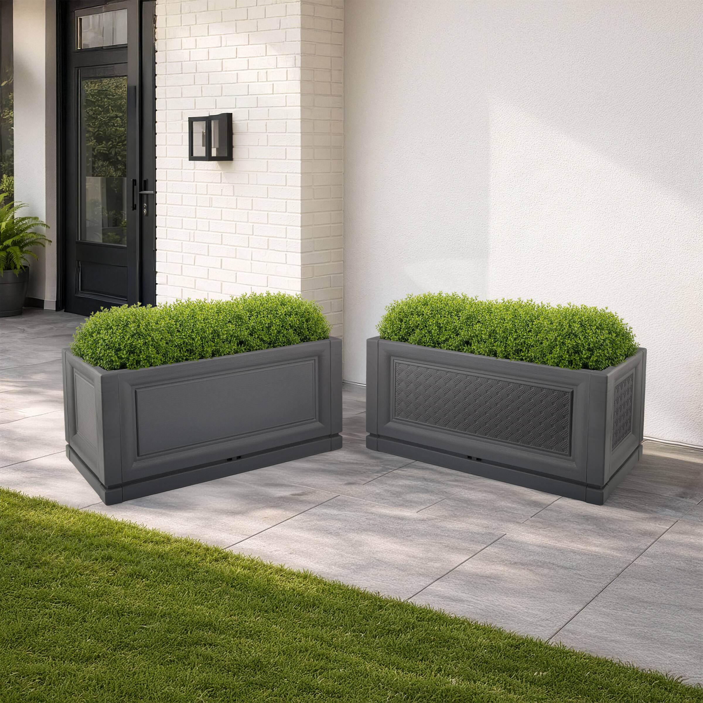 Alt View 7. Pure Garden - 2-Pack Large Planters for Outdoor Plants 15.75x31.5in Rectangular Long Pots for Plants Outdoor Planters for Porch.