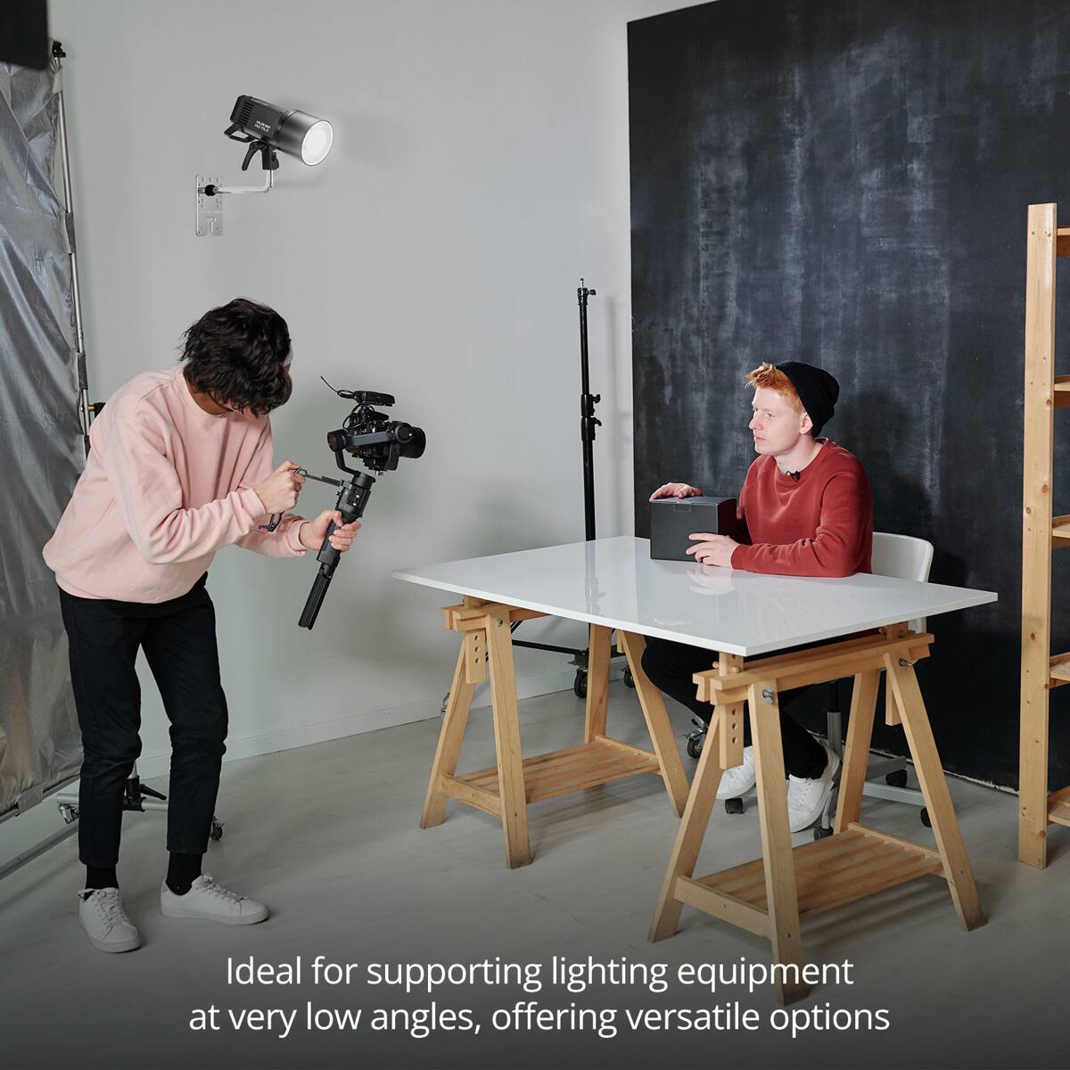 Ideal for supporting lighting equipment at very low angles, offering versatile options