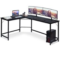 Costway - L-Shaped Computer Desk Corner Workstation Study Gaming Table Home Office - Black - Front_Zoom