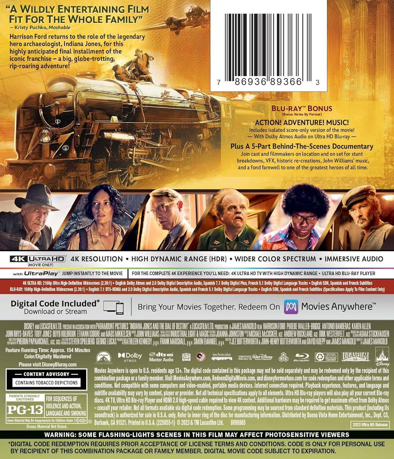 Alt View 1. Indiana Jones and the Dial of Destiny   - 4K Blu-Ray.