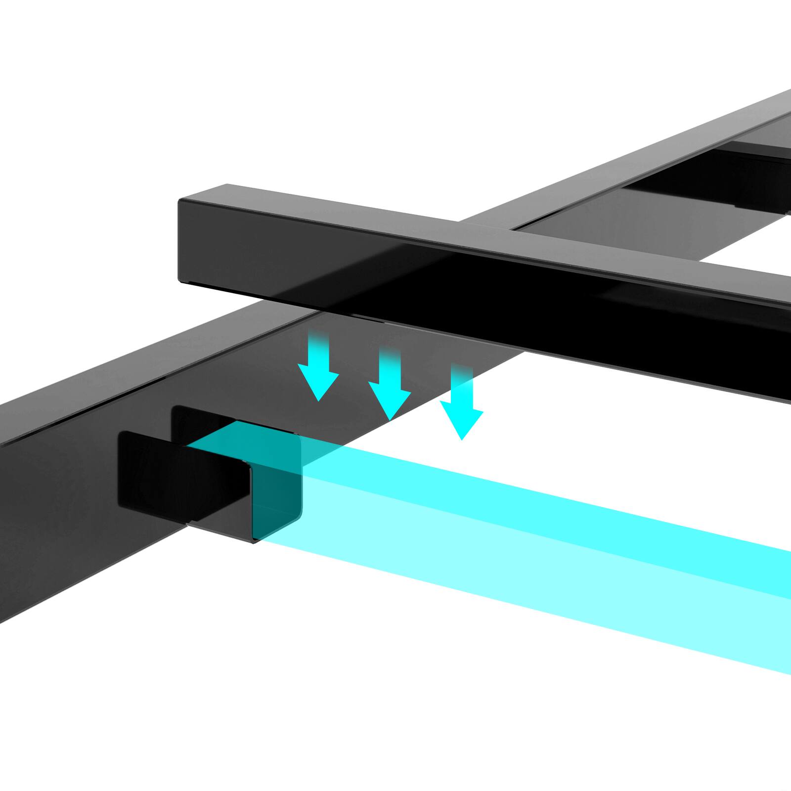 Alt View 6. LUCKY ONE - Twin Assembled Platform Bed Frame with LED Lights Charging Station Storage Headboard - Black-Twin.